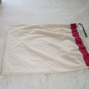 Tory Burch Large Cream and Pink Drawstring Bag